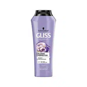 شامپو گلیس مناسب موهای دکلره شده و ضد زردی مو مدل blonde perfector حجم 250 میل (GLISS)