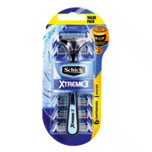 تیغ اصلاح مردانه 3 تیغه مدل Xtreme 3 همراه با 6 تیغ یدک شیک (Schick)