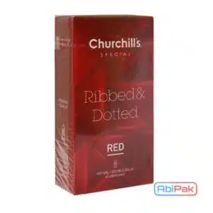 کاندوم چرچیلز مدل Ribbed amp Dotted Red بسته 12 عددی (Churchill’s)